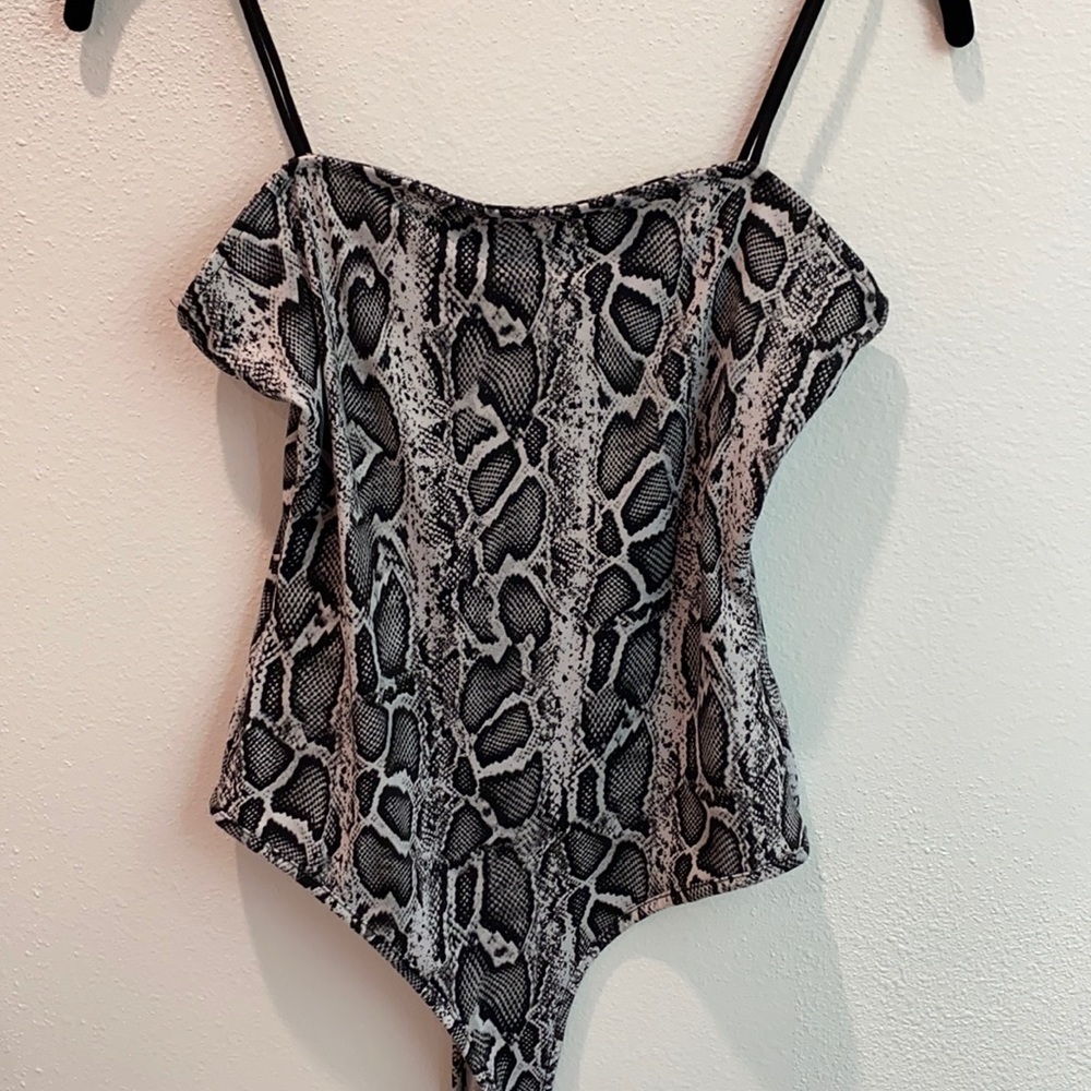 forever 21 snakeskin print bodysuit